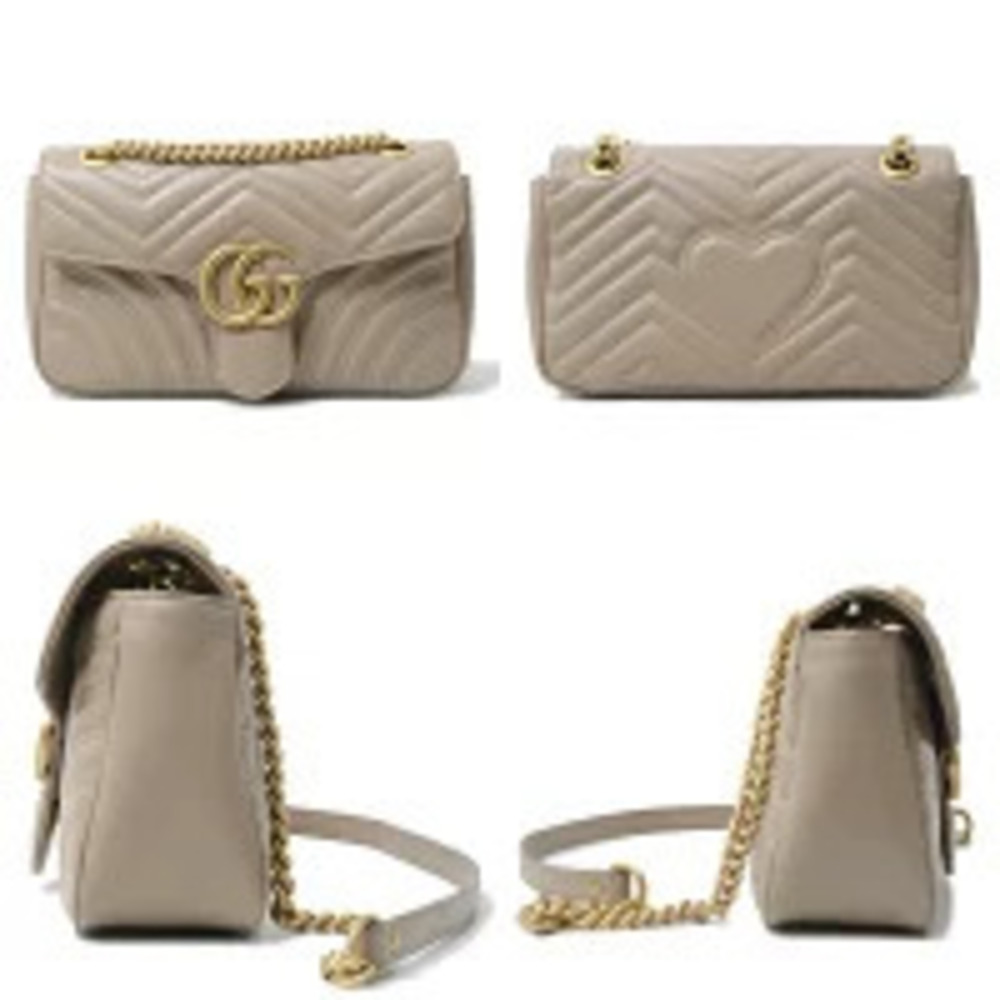 Gucci Chain Shoulder Bag GG Marmont Leather Beige - Picture 2 of 10